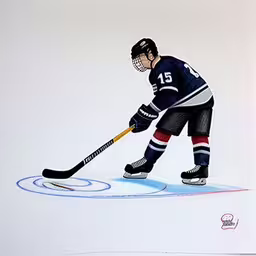 a drawing of a hockey player is on the ice