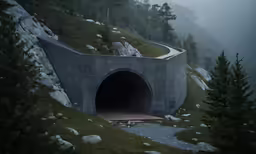a tunnel for driving into the woods on a mountain