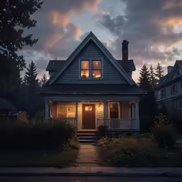 an image of a home at night in the country