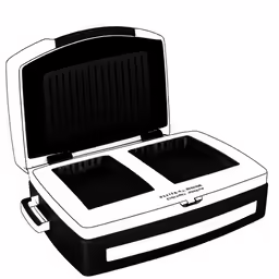 a sandwich maker that is open to show the tray