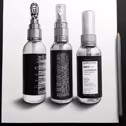 a drawing of an empty spray bottle with ink