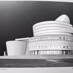 architectural drawing of the entrance to the museum