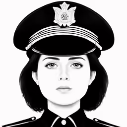 a woman in uniform with a cap on
