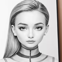 the portrait is drawn in pencil of a beautiful girl