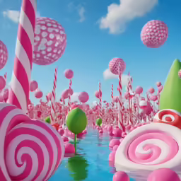 an animated painting of some kind of candy land