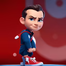 the toy has a picture of a male in blue clothes