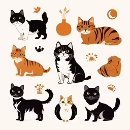 nine cats in different colors standing near each other