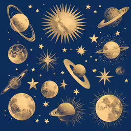 several planets and stars in the sky