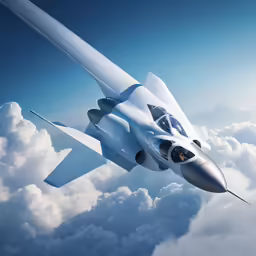 the jet is flying high above the clouds