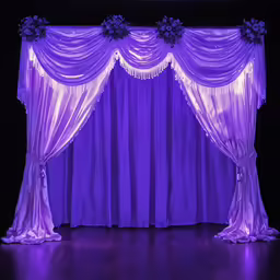 a purple stage set for an event