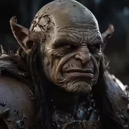 an old man with hair and skin with two different facial types