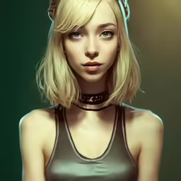 a girl with a leather top looking like a model