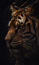 a very cute tiger by itself in the dark