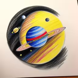 a drawing of the planets is displayed in a white paper