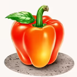 a bell pepper on top of cement ground