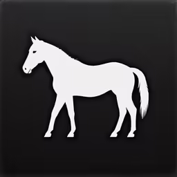 a white horse standing on a black surface