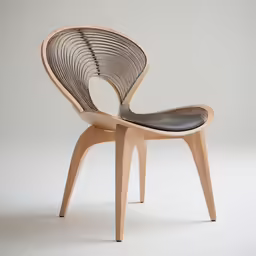 the modern chair made from wood and leather