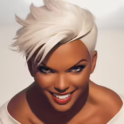 a black woman with white hair and bangs
