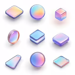a variety of colorful, holographic, and circular objects