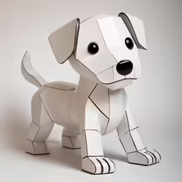 a white paper cut dog is sitting on a table