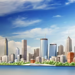cityscape showing skyline and skyscrapers under cloudy sky