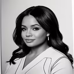 a woman posing for a black and white photo