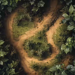 a dirt road going through a lush green forest