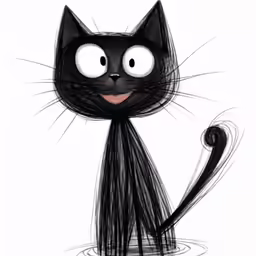 a cartoon black cat with its eyes wide open