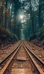 some railroad tracks run through a mysterious area