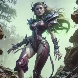 a lady in the woods with her arms outstretched