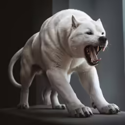 a dog with its mouth open and teeth wide open