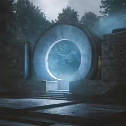 a picture of a very large sculpture and some trees