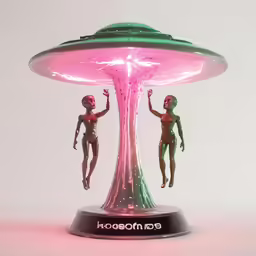 two female humanoids that are next to a pink object