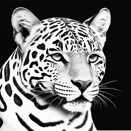 a black and white photo of a leopard