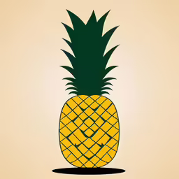 the large pineapple is displayed on the yellow background