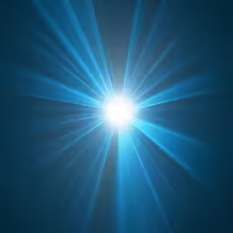 bright blue beams against the blue sky in light source