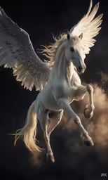 an art work of a white horse with wings