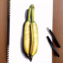 two bananas on a paper on a table