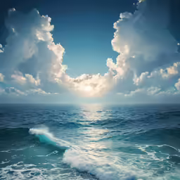 a beautiful sunset over an ocean wave with clouds