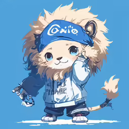a white bear with a blue hat and white jacket