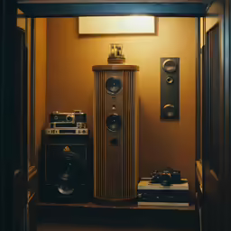 a couple of old speakers and other electronic equipment
