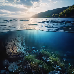 the underwater view of an island near water