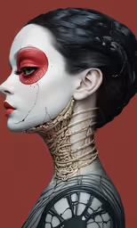 a woman in skeleton makeup and a black dress