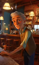 a cartoon image of a person at a bar
