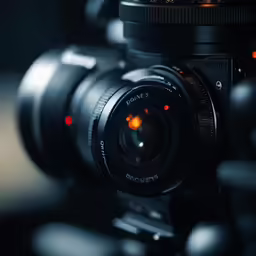 an electronic camera with a red light in the lens