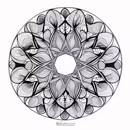 a black and white drawing of leaves with a circular design,a drawing of leaves in a circular frame