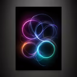 some circles on a black surface with a light effect