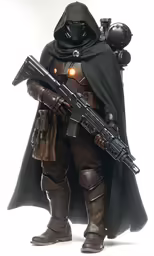 a man in a star wars costume with a gun