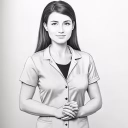 pencil drawing of a woman with her arms crossed