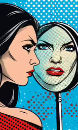 a woman looking at herself in the mirror